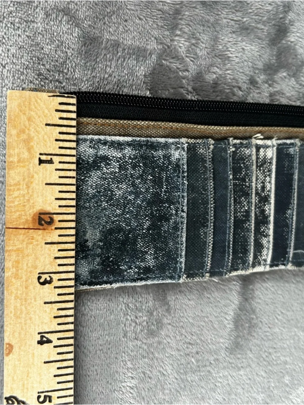 Mona B Upcycled Zipper Wallet Wristlet Card‎ Slots Wrist Strap Canvas Denim
